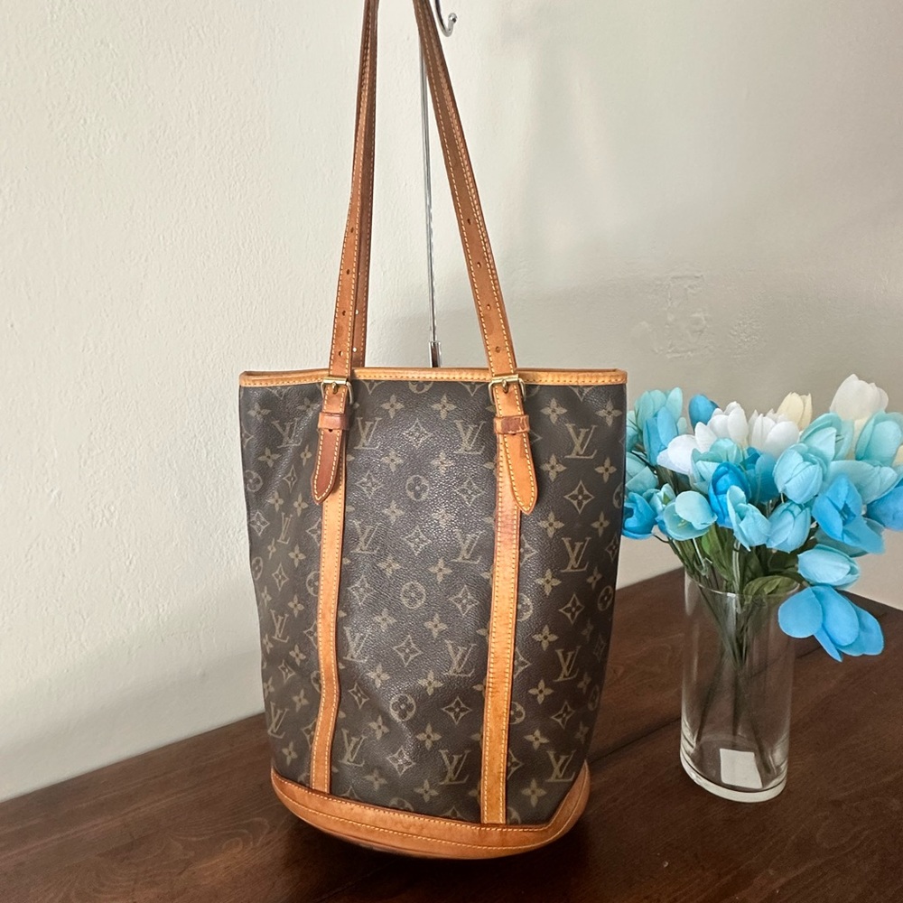 Louis Vuitton Brown Monogram Tote with Tan Accents